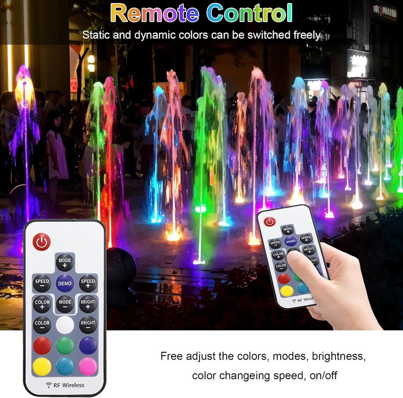 Srygery RGB Underwater Pond Lights, 20 Colors Dimmable Submersible Led Fountain Lights with Timer, IP68 Waterproof with Remote Control for Outdoor Ponds Aquarium Garden Pool (Set of 4) - Image 3